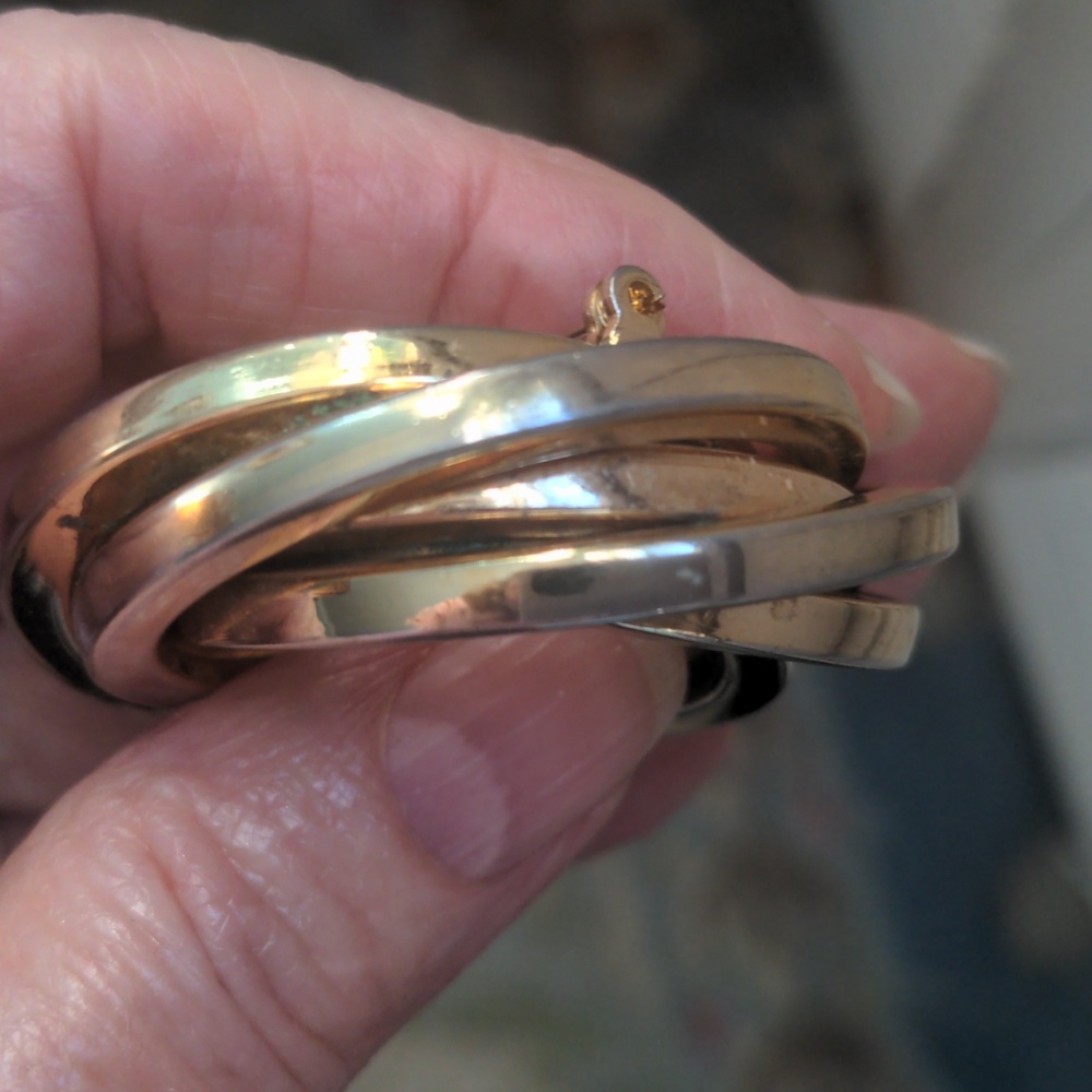 Gold Interlocking Circle Brooch, Statement Pin Vi… - image 6